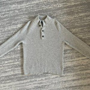 Banana Republic Light Gray Medium Tall Waffle-knit Mock-neck Wool Sweater